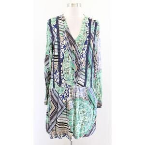 Tiny Anthropologie Caviana Geometric Paisley Shift Shirt Dress Size S Green